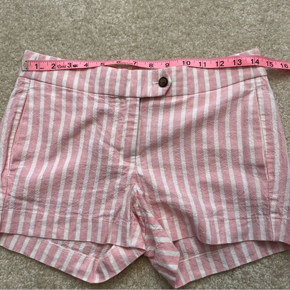 J Crew Shorts Womens 0 Pink White Stripes Summer Linen Cotton Blend Chino Casual - Picture 5 of 8